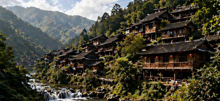 土家族吊脚楼风景