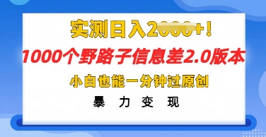 2025抖音1000个野路子信息差最新玩法,一分钟过原创,暴力变现月入几k-创梦DreamCreation终点站