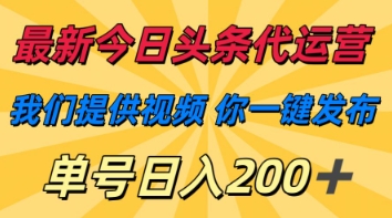 最新今日头条代运营,我们提供视频,你一键发布,单号日入200+【揭秘】-创梦DreamCreation终点站