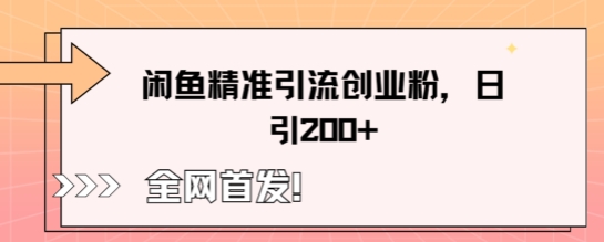 闲鱼精准引流创业粉,轻松日引200+-创梦DreamCreation终点站
