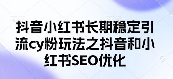 抖音小红书长期稳定引流cy粉玩法之抖音和小红书SEO优化-创梦DreamCreation终点站