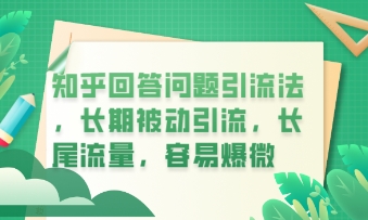 知乎回答问题引流法,长期被动引流,长尾流量,私域变现必学课程-创梦DreamCreation终点站