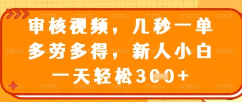 最新审核视频,几秒一单,多劳多得,新人小白一天轻松3张【揭秘】-创梦DreamCreation终点站