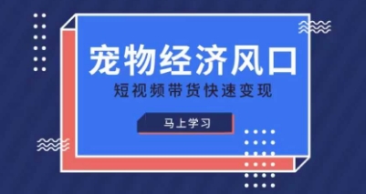 宠物赛道快速变现精品课,宠物经济风口,短视频带货快速变现-创梦DreamCreation终点站