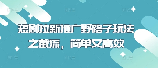 短剧拉新推广野路子玩法之截流,简单又高效-创梦DreamCreation终点站